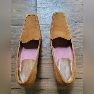 Worn Once-Ann Marino Tan Suede Wedge Loafers Size 7M